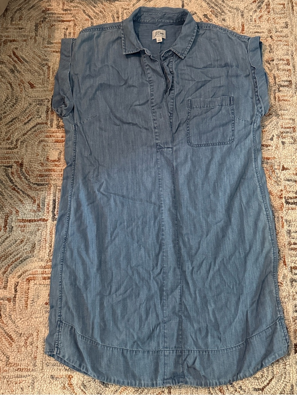 J. Crew Washed Denim Button-Front Shirt Dress in Light Blue